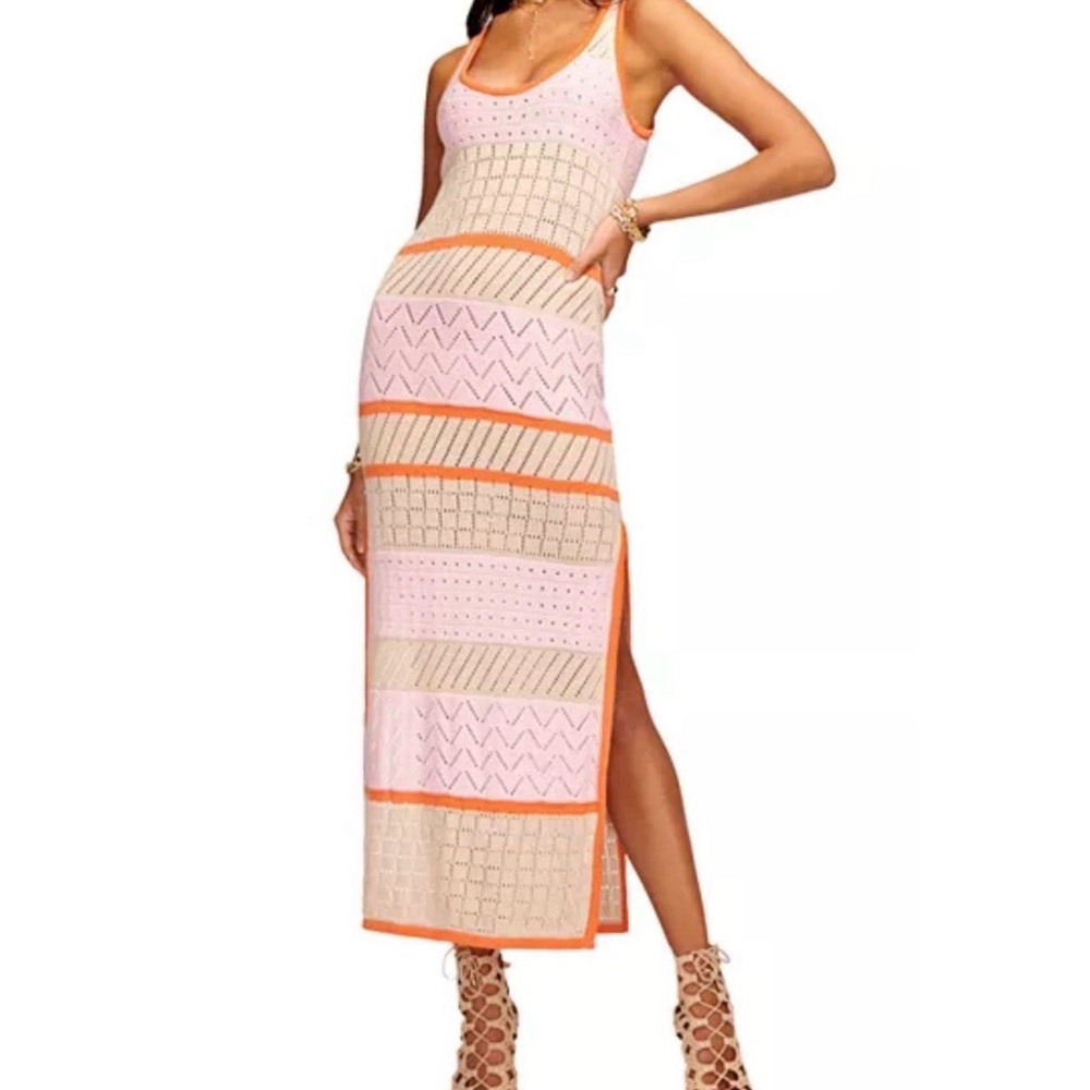 Ramy Brook Pink and Orange Midi Dress